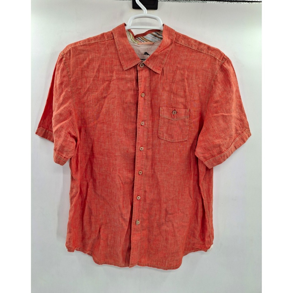 Tommy Bahama Shirt Mens Extra Large Island Modern Fit Camp Hawaiian Shirt Linen